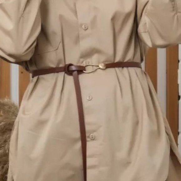 NEW  Women’s Adjustable Self Tie Knot Brushed Gold Buckle Thin Faux Leather Belt - Picture 12 of 12